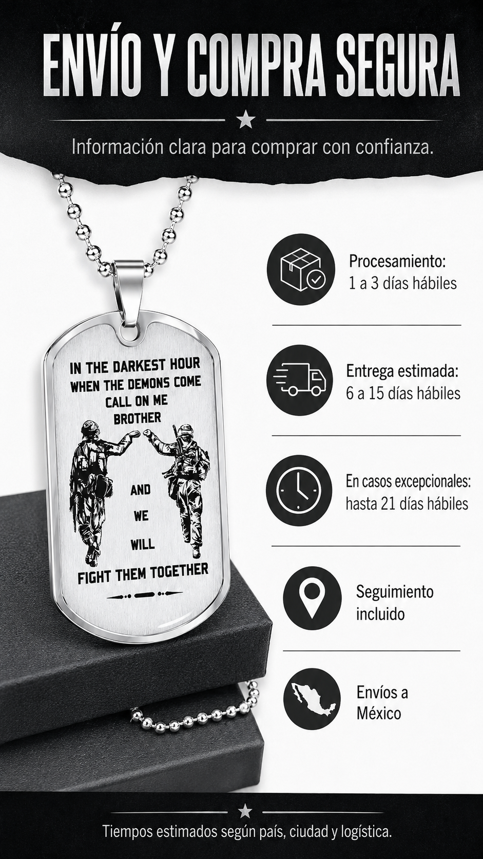 Collar Placa Militar - Hermandad Inquebrantable