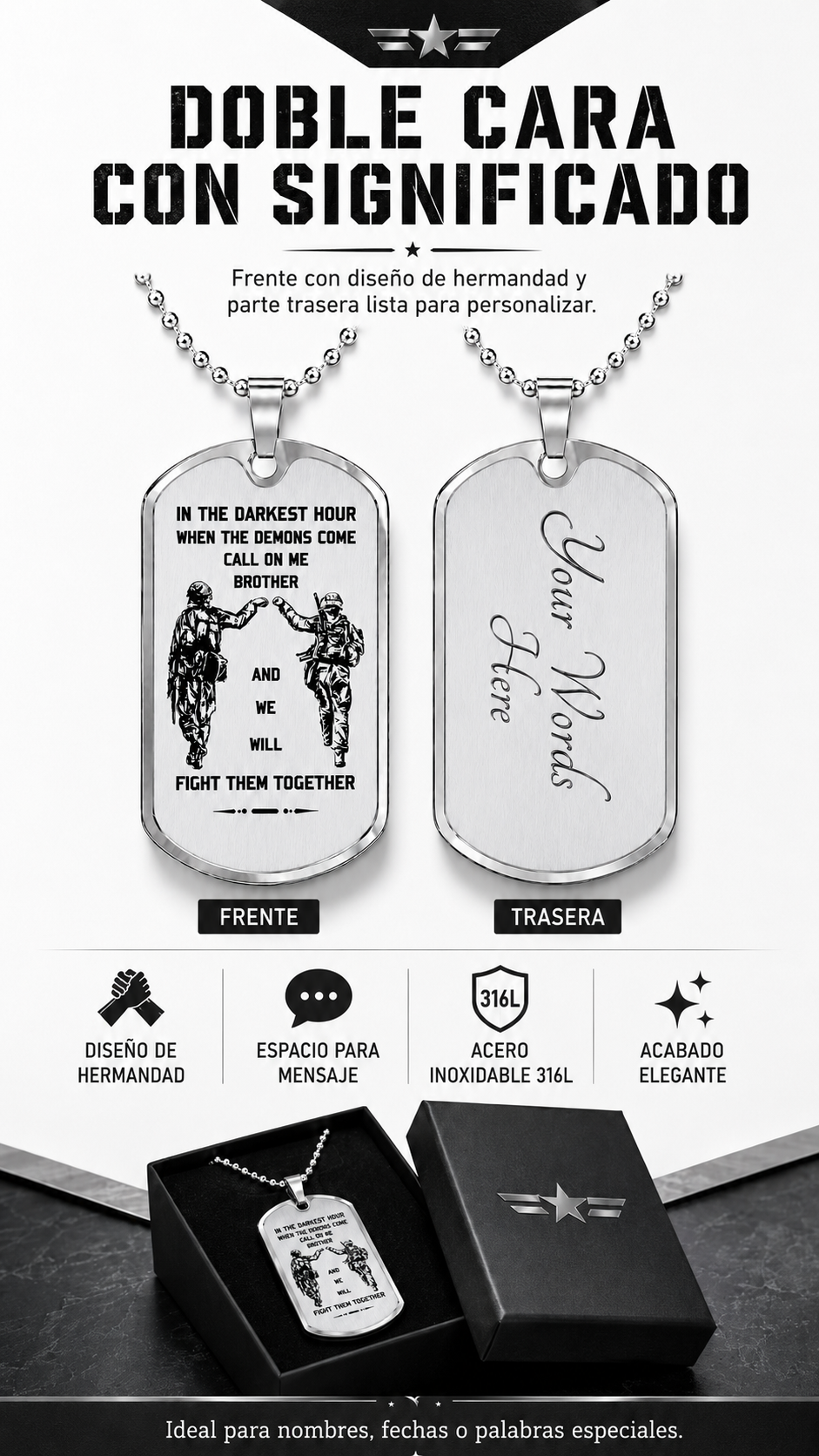 Collar Placa Militar - Hermandad Inquebrantable