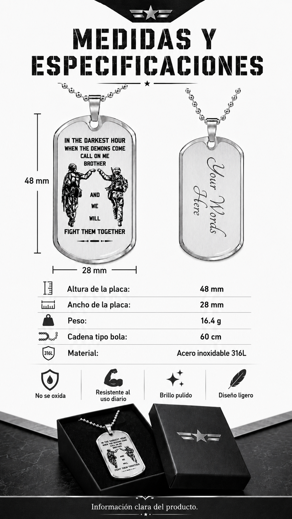 Collar Placa Militar - Hermandad Inquebrantable