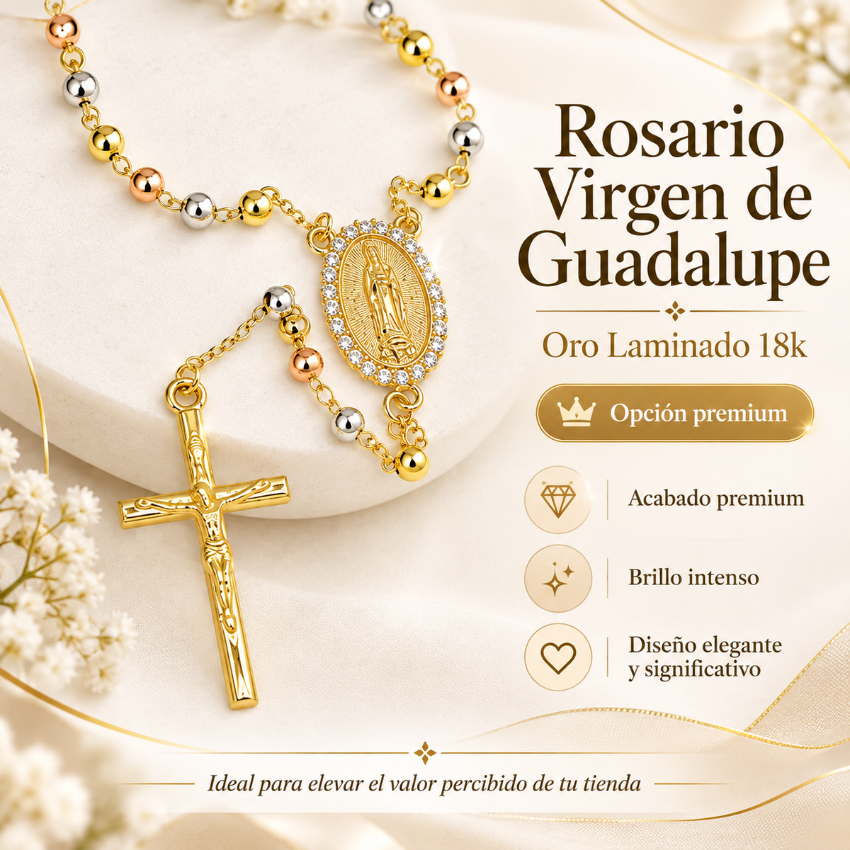 Collar Virgen de Guadalupe 18K